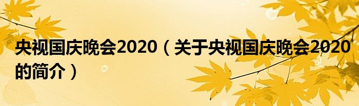 央視國慶晚會2020（關于央視國慶晚會2020的簡介）