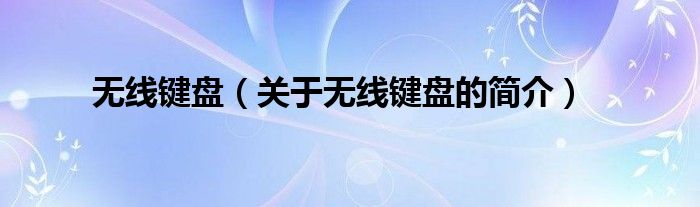 無線鍵盤（關于無線鍵盤的簡介）