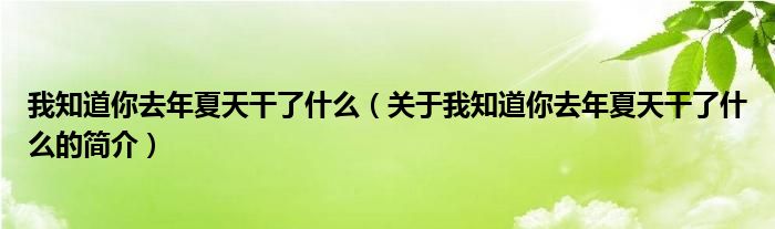 我知道你去年夏天干了什么（關(guān)于我知道你去年夏天干了什么的簡(jiǎn)介）