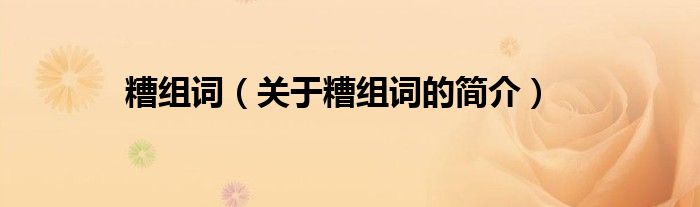 糟組詞（關(guān)于糟組詞的簡(jiǎn)介）