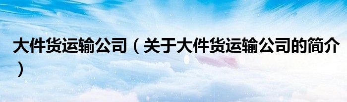 大件貨運(yùn)輸公司（關(guān)于大件貨運(yùn)輸公司的簡(jiǎn)介）