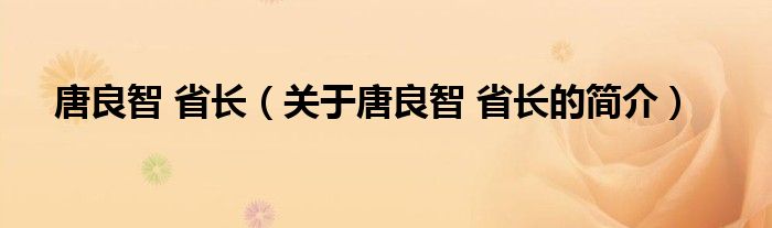 唐良智 省長（關(guān)于唐良智 省長的簡介）