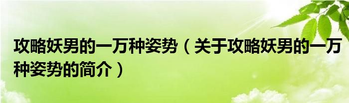 攻略妖男的一萬種姿勢(shì)（關(guān)于攻略妖男的一萬種姿勢(shì)的簡(jiǎn)介）