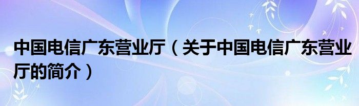 中國(guó)電信廣東營(yíng)業(yè)廳（關(guān)于中國(guó)電信廣東營(yíng)業(yè)廳的簡(jiǎn)介）