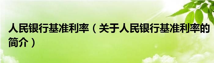 人民銀行基準利率（關(guān)于人民銀行基準利率的簡介）