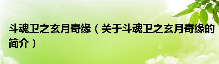 斗魂衛(wèi)之玄月奇緣（關(guān)于斗魂衛(wèi)之玄月奇緣的簡介）