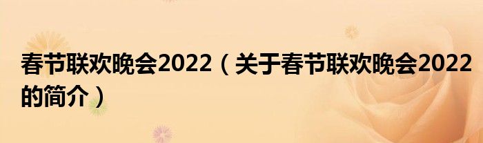 春節(jié)聯(lián)歡晚會2022（關(guān)于春節(jié)聯(lián)歡晚會2022的簡介）