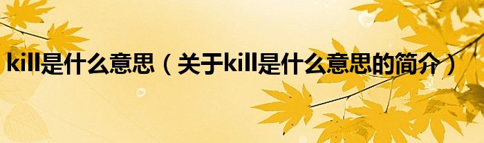 kill是什么意思（關(guān)于kill是什么意思的簡介）