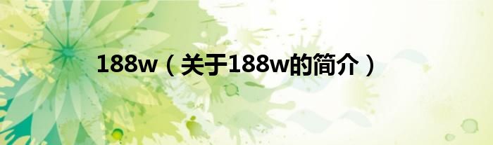 188w（關(guān)于188w的簡介）