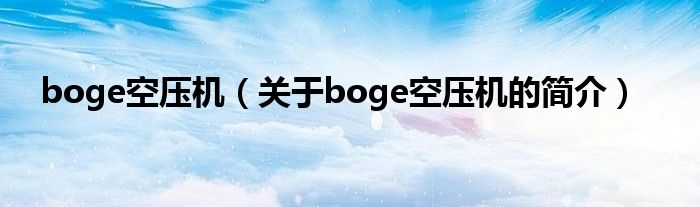 boge空壓機（關(guān)于boge空壓機的簡介）