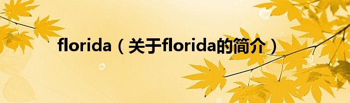 florida（關(guān)于florida的簡介）