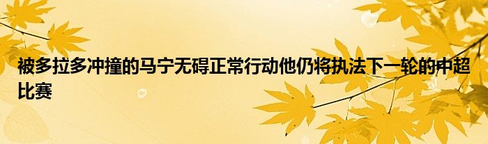 被多拉多沖撞的馬寧無(wú)礙正常行動(dòng)他仍將執(zhí)法下一輪的中超比賽