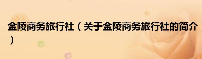 金陵商務旅行社（關于金陵商務旅行社的簡介）