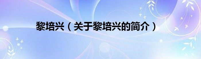 黎培興（關(guān)于黎培興的簡(jiǎn)介）