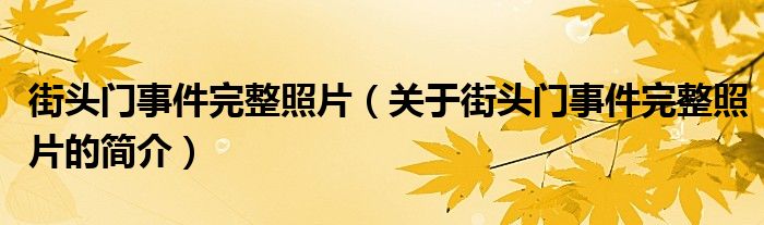 街頭門事件完整照片（關(guān)于街頭門事件完整照片的簡介）