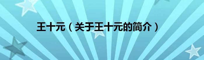 王十元（關(guān)于王十元的簡(jiǎn)介）