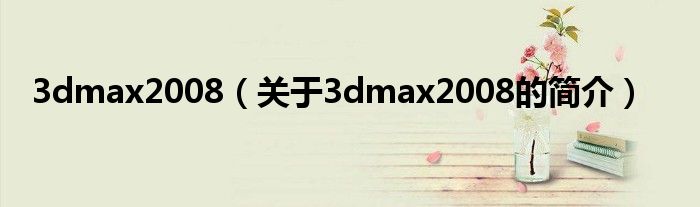 3dmax2008（關(guān)于3dmax2008的簡(jiǎn)介）