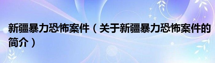 新疆暴力恐怖案件（關(guān)于新疆暴力恐怖案件的簡(jiǎn)介）