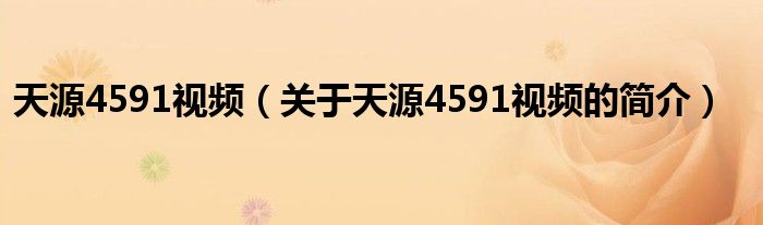 天源4591視頻（關(guān)于天源4591視頻的簡(jiǎn)介）