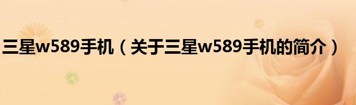 三星w589手機（關于三星w589手機的簡介）