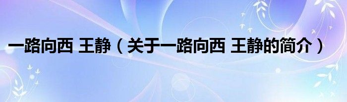 一路向西 王靜（關(guān)于一路向西 王靜的簡(jiǎn)介）