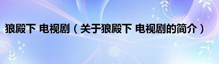 狼殿下 電視?。P(guān)于狼殿下 電視劇的簡介）