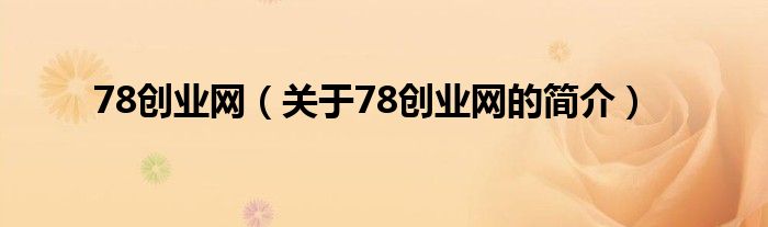 78創(chuàng)業(yè)網(wǎng)（關(guān)于78創(chuàng)業(yè)網(wǎng)的簡介）