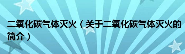 二氧化碳?xì)怏w滅火（關(guān)于二氧化碳?xì)怏w滅火的簡(jiǎn)介）