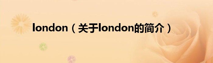 london（關(guān)于london的簡(jiǎn)介）