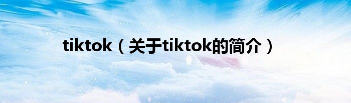 tiktok（關于tiktok的簡介）