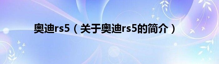 奧迪rs5（關于奧迪rs5的簡介）