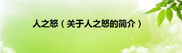 人之怒（關(guān)于人之怒的簡(jiǎn)介）