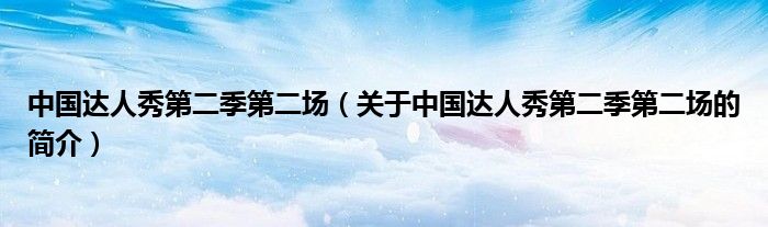 中國(guó)達(dá)人秀第二季第二場(chǎng)（關(guān)于中國(guó)達(dá)人秀第二季第二場(chǎng)的簡(jiǎn)介）