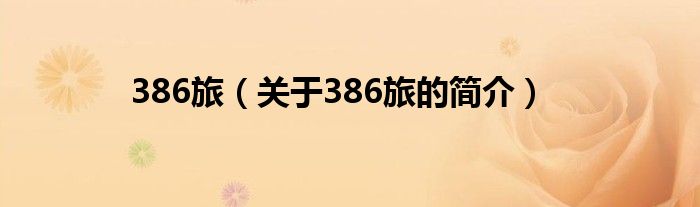 386旅（關(guān)于386旅的簡介）