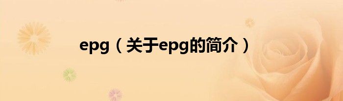 epg（關(guān)于epg的簡介）