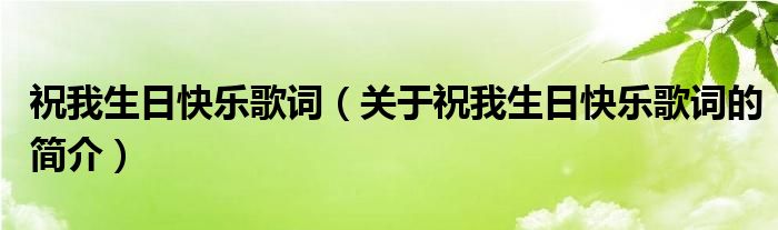 祝我生日快樂歌詞（關(guān)于祝我生日快樂歌詞的簡介）