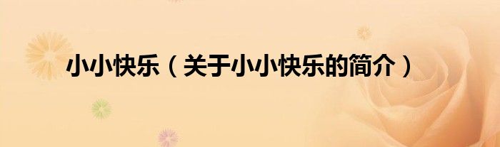 小小快樂(lè)（關(guān)于小小快樂(lè)的簡(jiǎn)介）