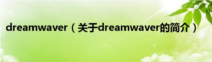 dreamwaver（關(guān)于dreamwaver的簡介）