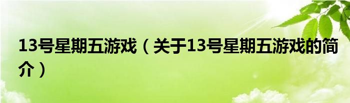 13號星期五游戲（關(guān)于13號星期五游戲的簡介）