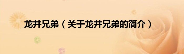 龍井兄弟（關(guān)于龍井兄弟的簡(jiǎn)介）