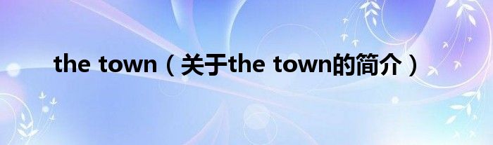 the town（關(guān)于the town的簡介）