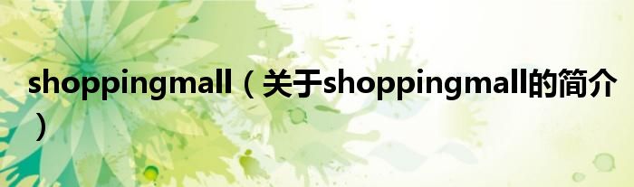 shoppingmall（關(guān)于shoppingmall的簡(jiǎn)介）