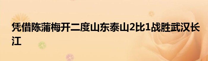 憑借陳蒲梅開二度山東泰山2比1戰(zhàn)勝武漢長江