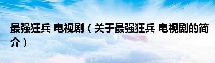 最強狂兵 電視?。P于最強狂兵 電視劇的簡介）