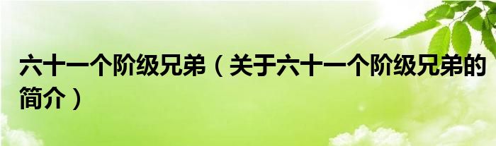 六十一個階級兄弟（關(guān)于六十一個階級兄弟的簡介）