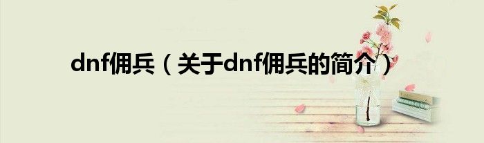 dnf傭兵（關(guān)于dnf傭兵的簡(jiǎn)介）