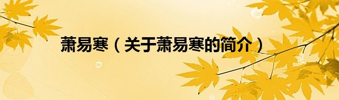 蕭易寒（關(guān)于蕭易寒的簡(jiǎn)介）