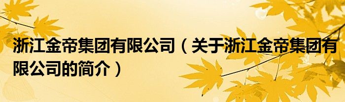 浙江金帝集團有限公司（關于浙江金帝集團有限公司的簡介）