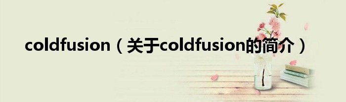 coldfusion（關(guān)于coldfusion的簡介）