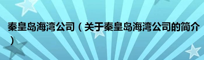 秦皇島海灣公司（關于秦皇島海灣公司的簡介）